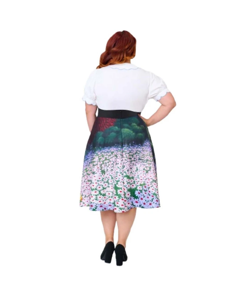 Unique Vintage Plus Retro Style High Waist Vivien Swing Skirt