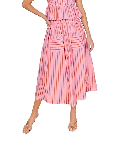 English Factory Women's Striped Midi Skirt
