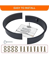 Homfan Rust-Resistant Steel Fire Pit Ring, Above and In-Ground Usable Outdoor Fast Assembly Heating Bowl for Garden Patio Camping Bbq
