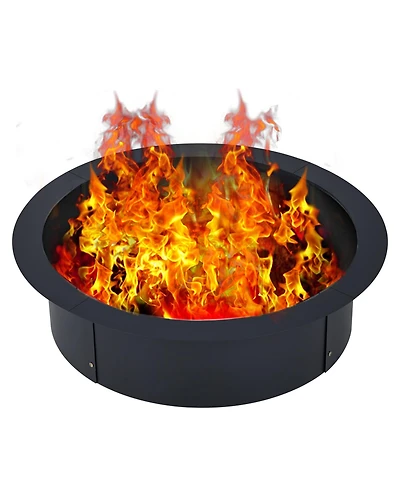 Homfan Rust-Resistant Steel Fire Pit Ring, Above and In-Ground Usable Outdoor Fast Assembly Heating Bowl for Garden Patio Camping Bbq