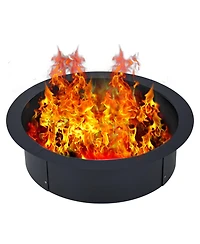 Homfan Rust-Resistant Steel Fire Pit Ring, Above and In-Ground Usable Outdoor Fast Assembly Heating Bowl for Garden Patio Camping Bbq