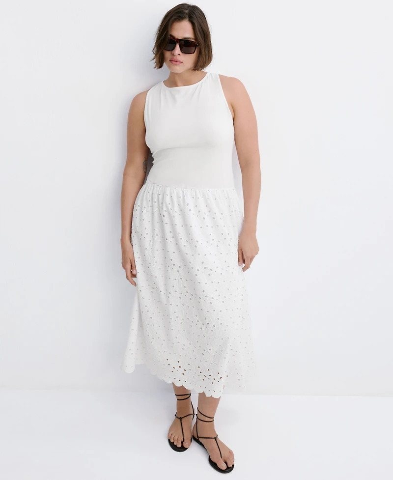 Mango Women's Openwork Embroidery A-Line Dress