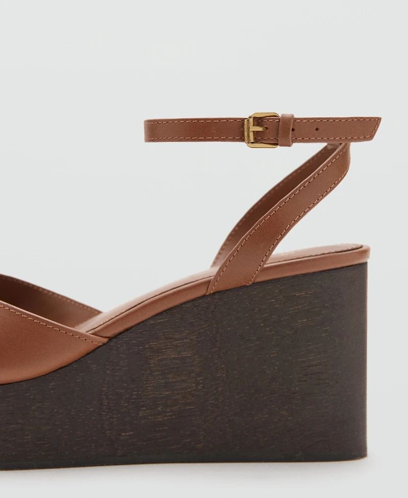 Mango Women's Leather Wedge-Heel Sandals