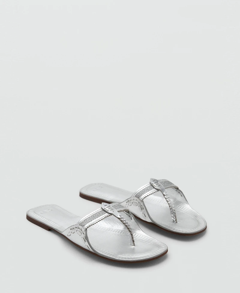 Mango Women's Metallic Leather Sandals