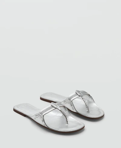 Mango Women's Metallic Leather Sandals