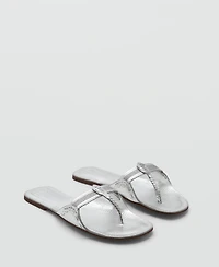 Mango Women's Metallic Leather Sandals