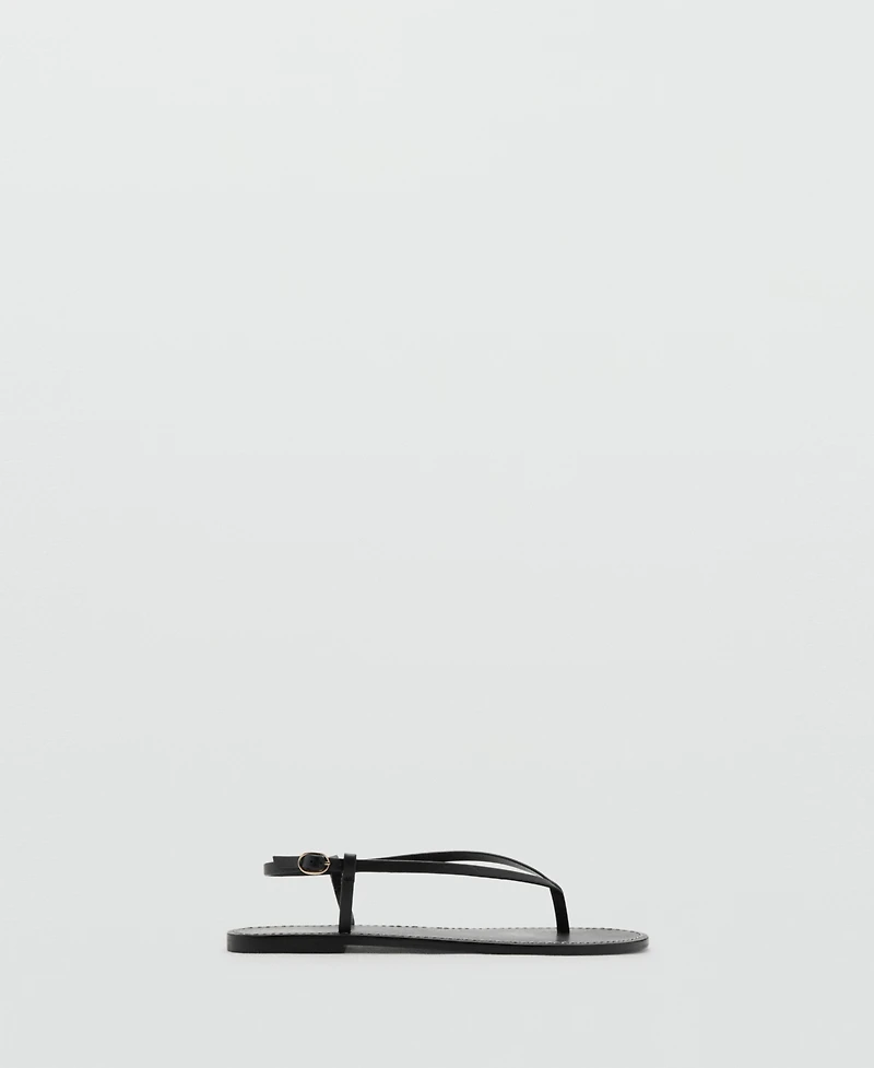 Mango Women's Wide Strap Leather Sandals