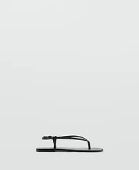 Mango Women's Wide Strap Leather Sandals