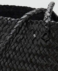 Mango Women's Woven Leather Shopper Bag