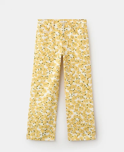 Mango Women's Floral Pattern Straight-Leg Jeans