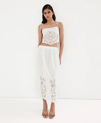 Mango Women's Embroidered Details Midi Skirt