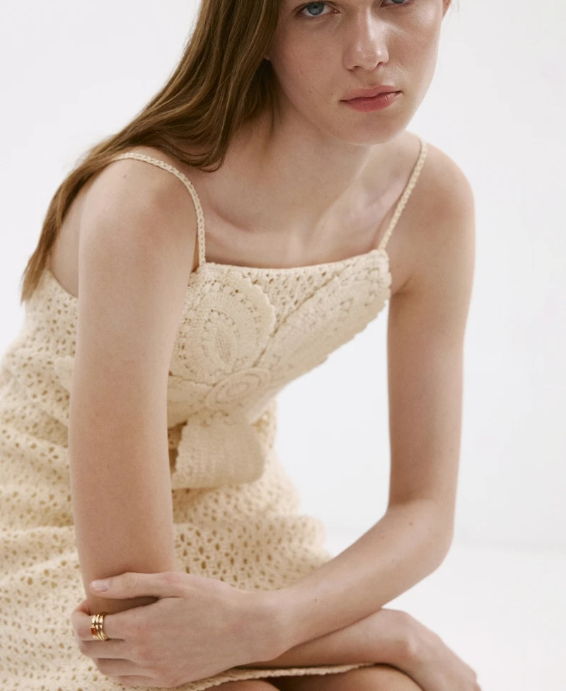Mango Women's Crochet Floral Dress