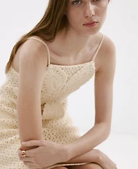 Mango Women's Crochet Floral Dress