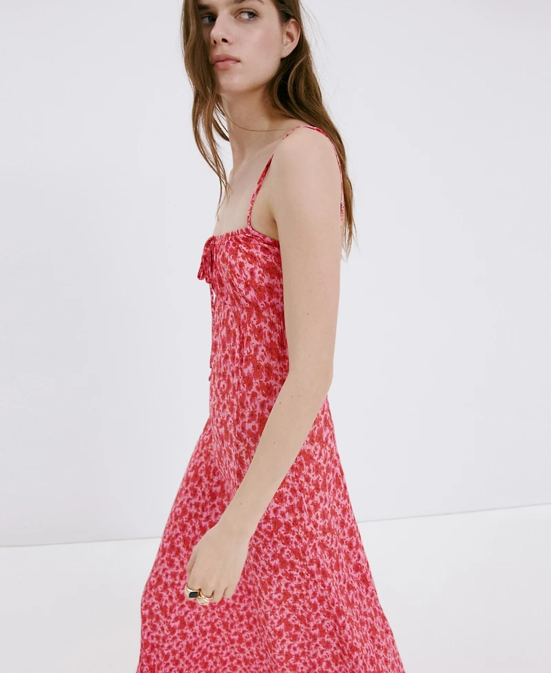 Mango Women's Floral-Print Pleated Dress