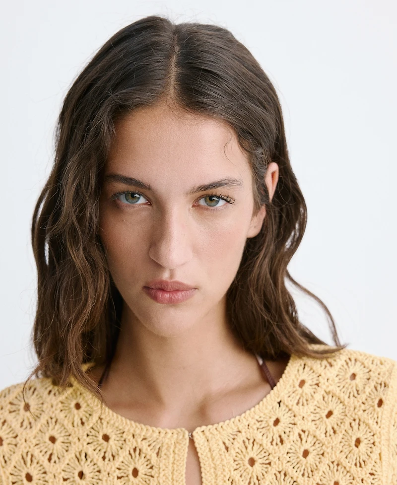 Mango Women's Scalloped Open-Knit Cardigan