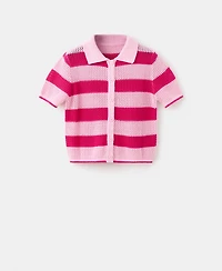 Mango Women's Striped Openwork Knitted Cardigan