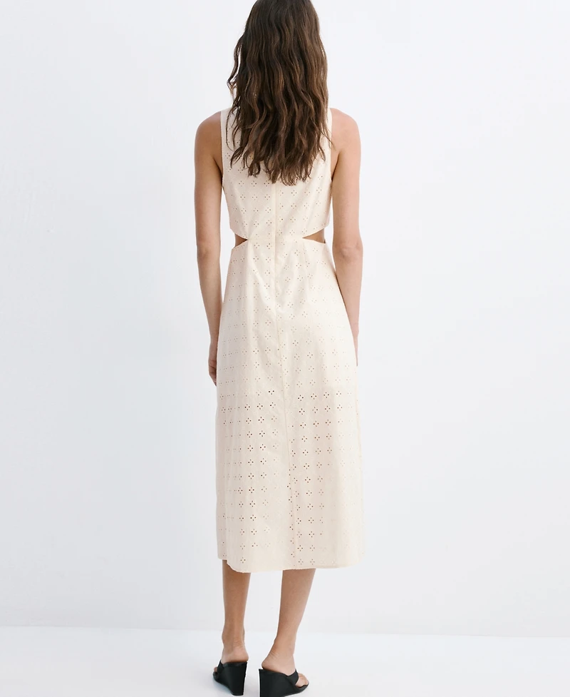 Mango Women's Cutouts Openwork Cotton Dress