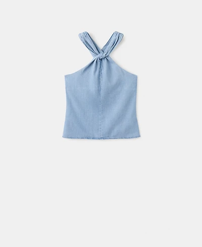 Mango Women's Crossed-Strap Denim Top