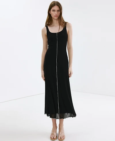 Mango Women's Contrasting Stitching Detail Knit Dress