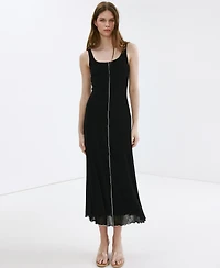 Mango Women's Contrasting Stitching Detail Knit Dress