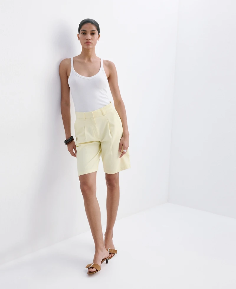 Mango Women's Buckle Detail Straight Bermuda Shorts