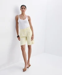 Mango Women's Buckle Detail Straight Bermuda Shorts