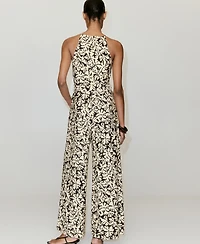 Mango Women's Belted Floral-Printed Jumpsuit