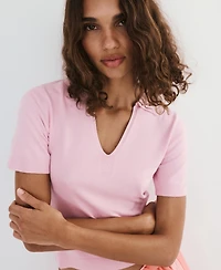Mango Women's Fine-Knit Polo Shirt