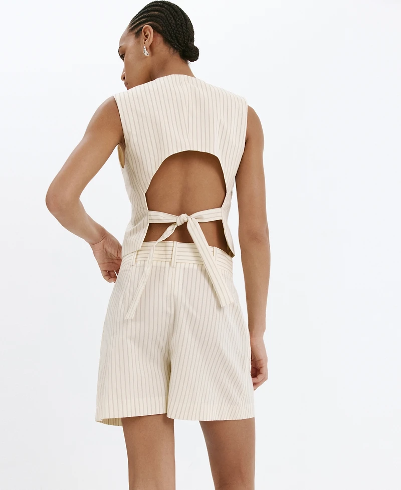 Mango Women's Pinstripe Open-Back Vest