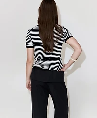 Mango Women's Striped Short-Sleeved Sweater