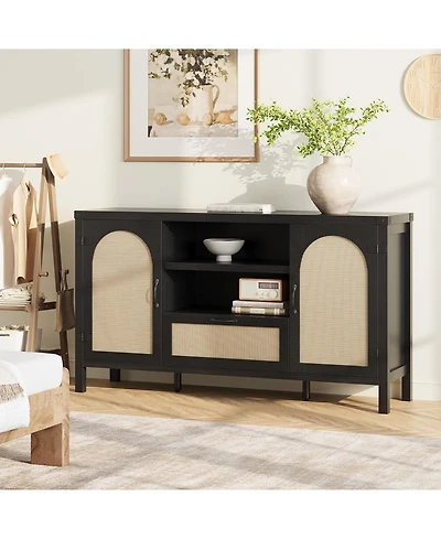 gaomon Rattan Sideboard Buffet Cabinet with Storage, Farmhouse Kitchen Buffet Cabinet with Drawer