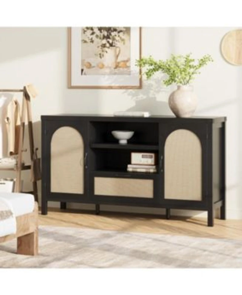 Gaomon Rattan Sideboard Buffet Cabinet With Storage Farmhouse Kitchen Buffet Cabinet With Drawer