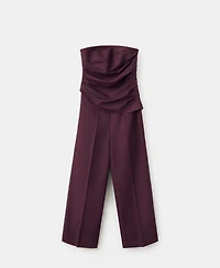 Mango Women's Strapless Linen Jumpsuit