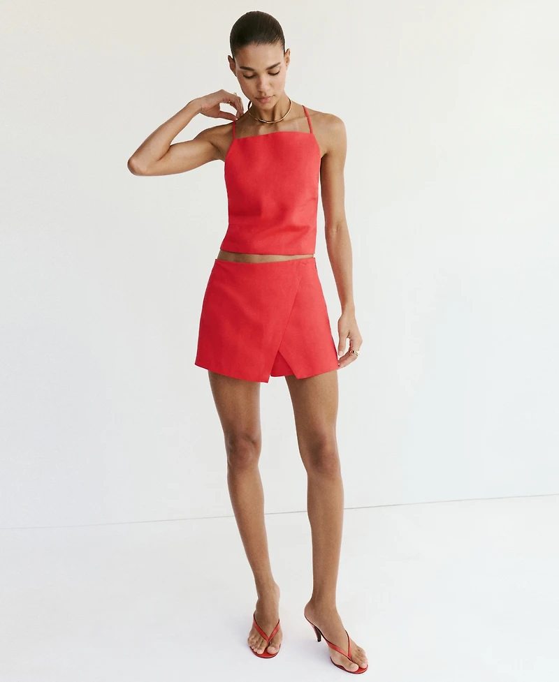 Mango Women's Linen Crop Top