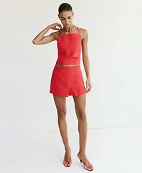 Mango Women's Linen Crop Top