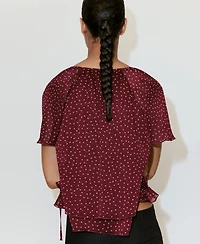 Mango Women's Bow Polka-Dot Blouse