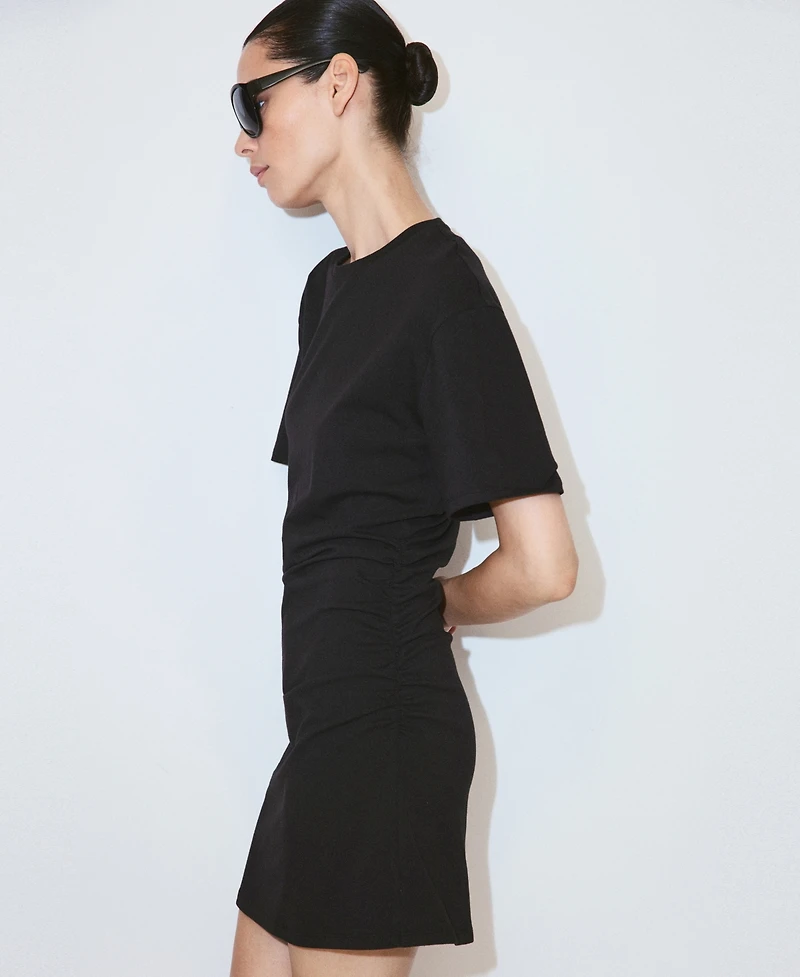 Mango Women's Gathered Sides Cotton Dress