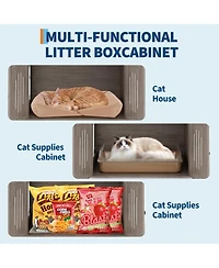 homfan Cat Tree with Hidden Litter Box Enclosure, Multi-Level Tower, Large Perch, Sisal Scratching Posts, Condo and Hammock.