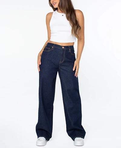 Celebrity Pink Juniors' Elastic-Back Wide-Leg Jeans