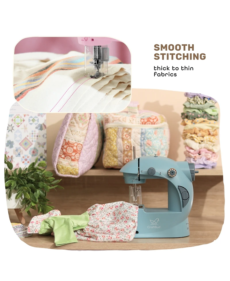 Clara Clark Mini Portable Sewing Machine & Complete Supplies Kit for Beginners and Kids - 48 Piece