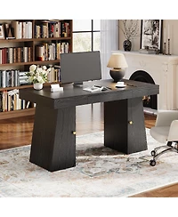 homfan Modern Computer Desk, Large Office Desk with Drawer and Storage Cabinets, Gaming Study Desk for Home Office