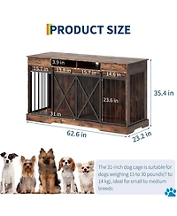 homfan Homfan Double Dog Crate Furniture with Divider, Sliding Doors, Drawers & Shelves for Large & Medium Dogs