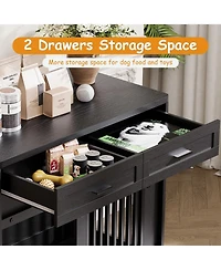 homfan Dog Crate Furniture Wooden Heavy Duty Indoor Kennel, Storage Drawers