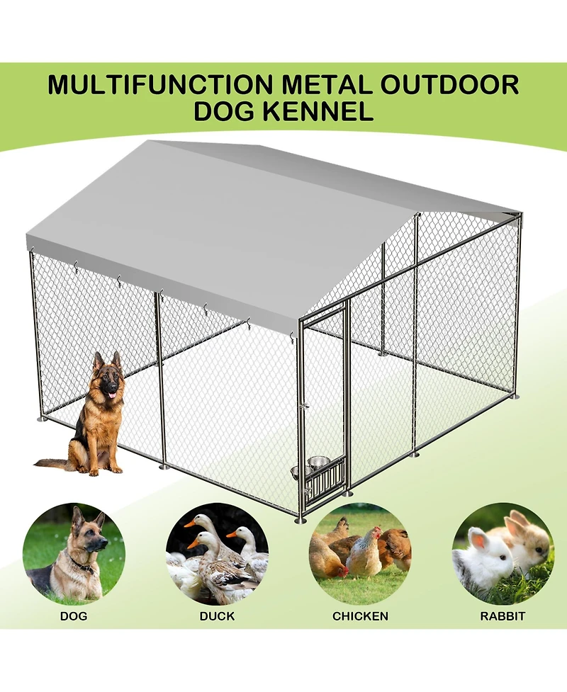 homfan Outdoor Dog Kenne Foot Heavy Duty Dog House with Uv Resistant Waterproof Roof and Anti Rust Welded Wire for Medium and Large Dogs