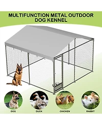 homfan Outdoor Dog Kenne Foot Heavy Duty Dog House with Uv Resistant Waterproof Roof and Anti Rust Welded Wire for Medium and Large Dogs