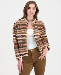 Nautica Women's Full-Zip Fair Isle Sherpa Fleece Jacket
