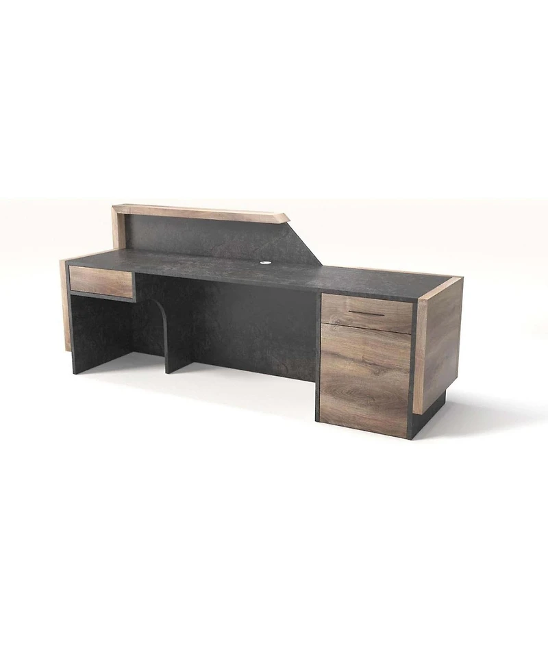Logicfox Reception Desk with Drawer Cabinet Computer Workstation for Checkout, Lobby