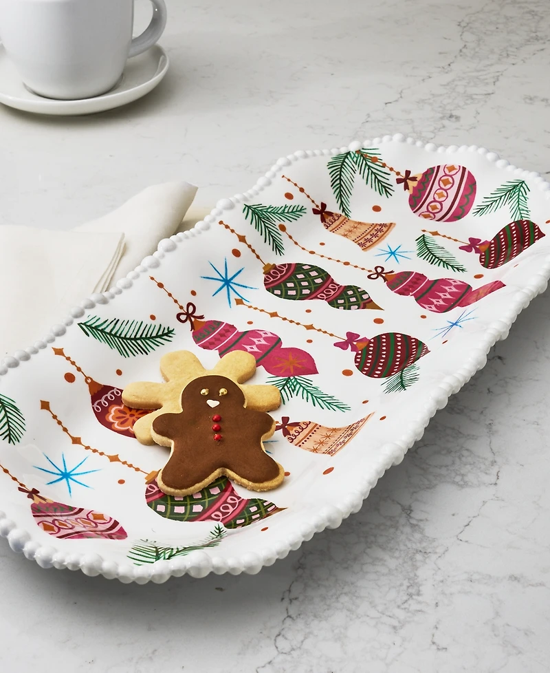 Tinsel And Frost Melamine Ornament Beaded Tray, Set of 2