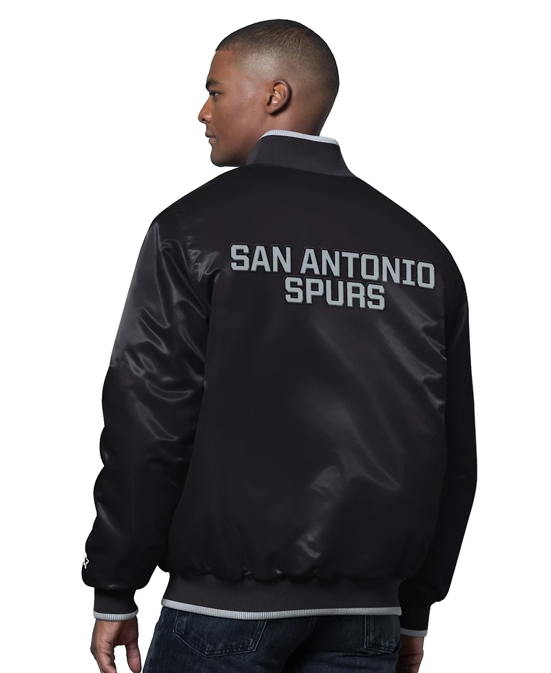 Starter Men's Black/Silver San Antonio Spurs The Ambassador Satin Varsity Jacket