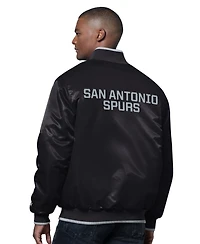 Starter Men's Black/Silver San Antonio Spurs The Ambassador Satin Varsity Jacket